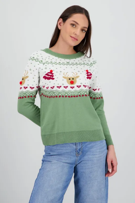 Sueter reno pino detalle pompon sold by Shasa