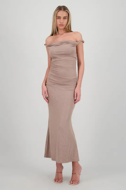 Vestido drapeado brillos sold by Shasa