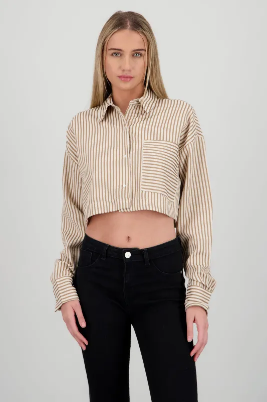 Camisa crop manga larga detalle bolsa sold by Shasa