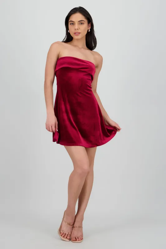 Mini vestido strapless terciopelo sold by Shasa