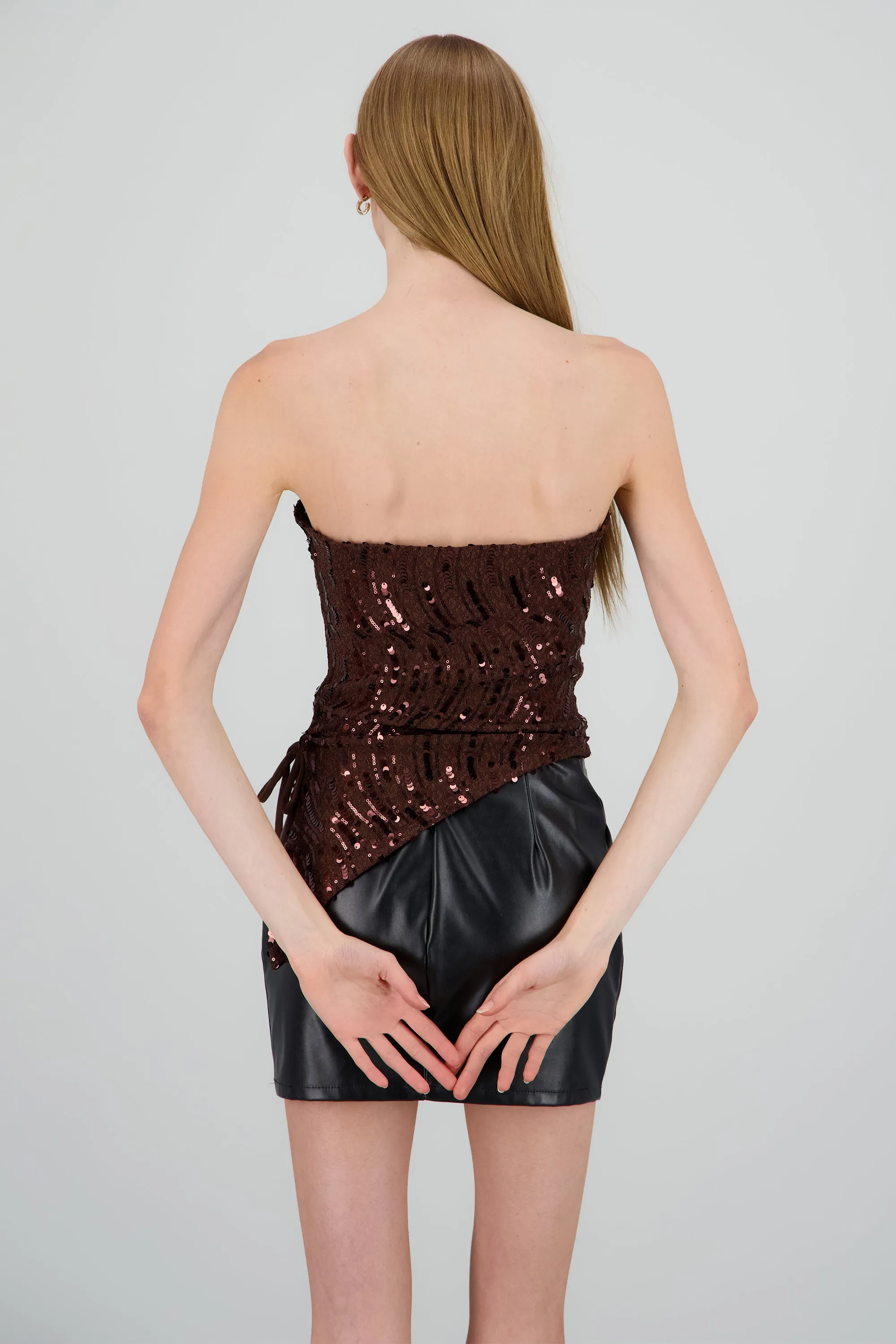 Top bandeau asimetrico lentejuelas con jareta sold by Shasa product image thumbnail 4