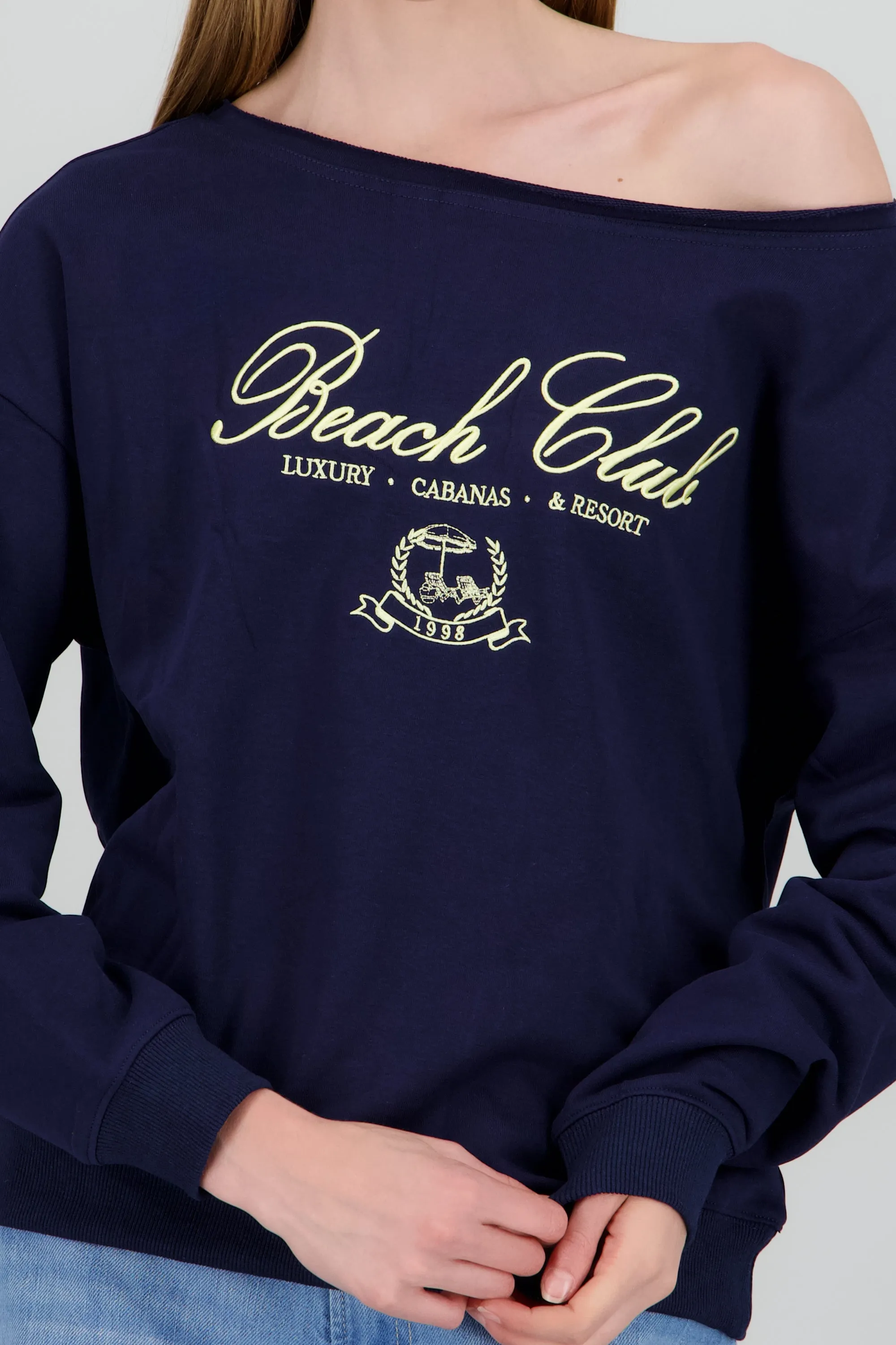 Sudadera one shoulder con bordado sold by Shasa product image thumbnail 5