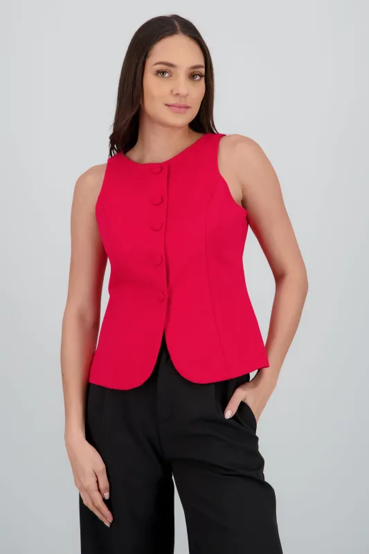 Chaleco largo con abertura tacto suave sold by Shasa