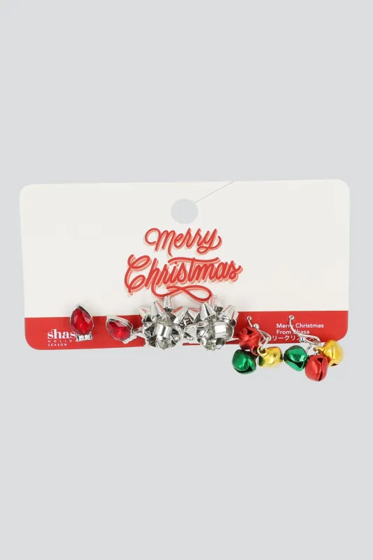 3 PR ARETES FOCO NAVIDEÑO sold by Shasa