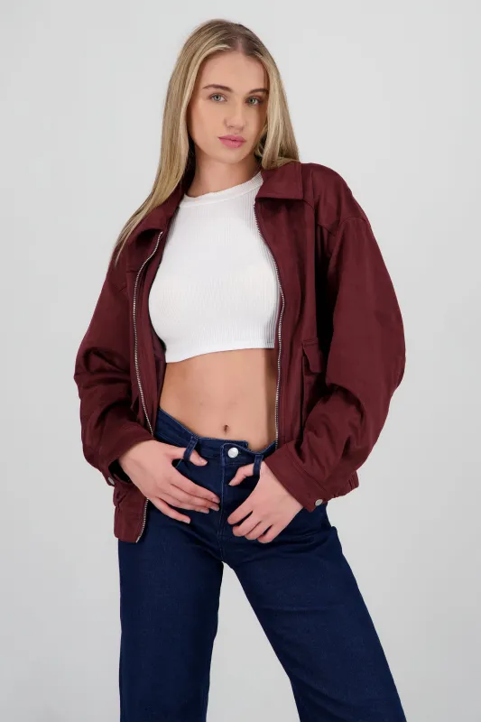 Chamarra con cierre de suede sold by Shasa