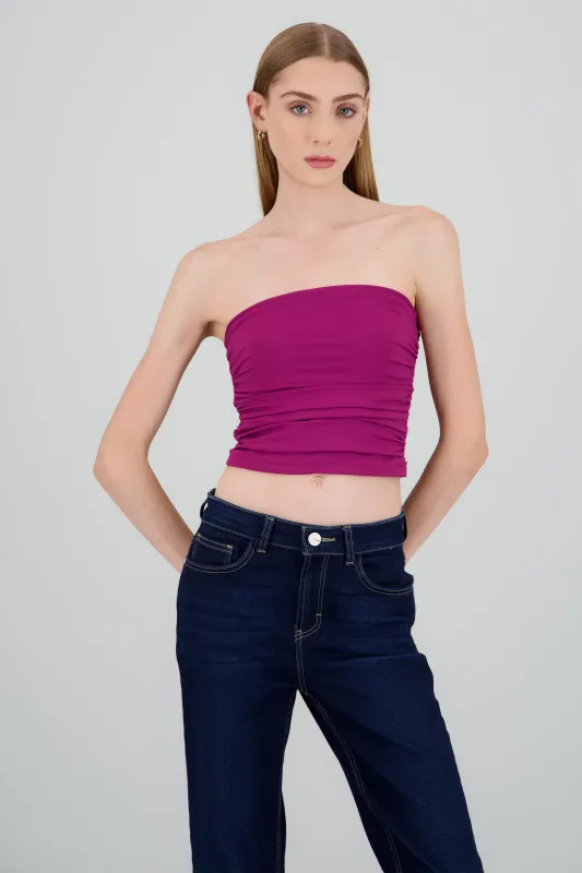 Top tubo strapless drapeado sold by Shasa