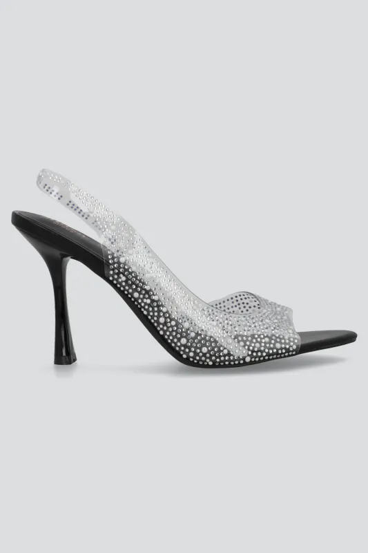 Tacon puntal peep toe transparente aplicaciones sold by Shasa