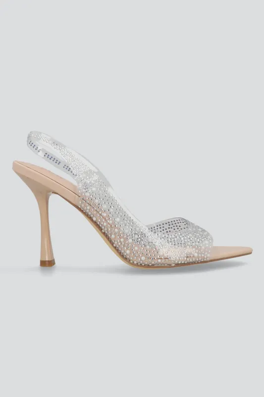 Tacon puntal peep toe transparente aplicaciones sold by Shasa
