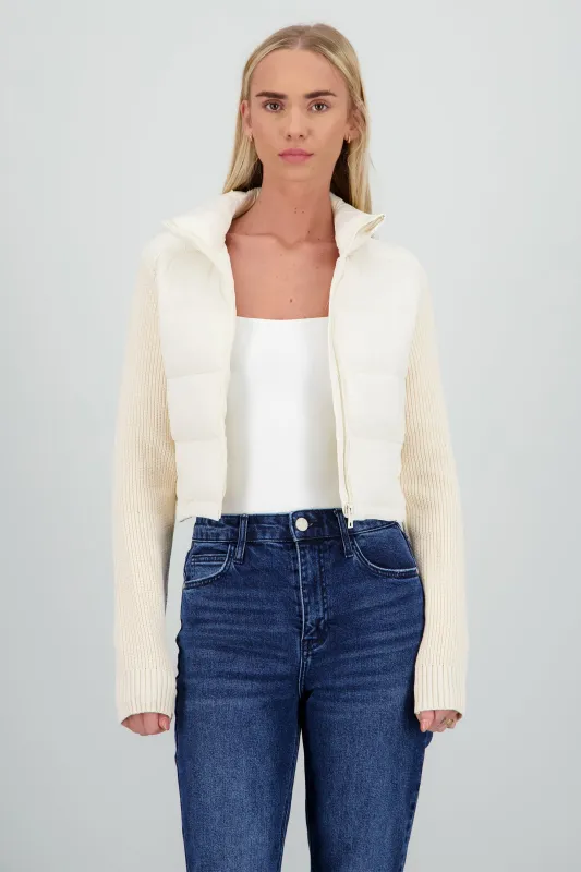 Chamarra capitonada manga detalle tejido sold by Shasa