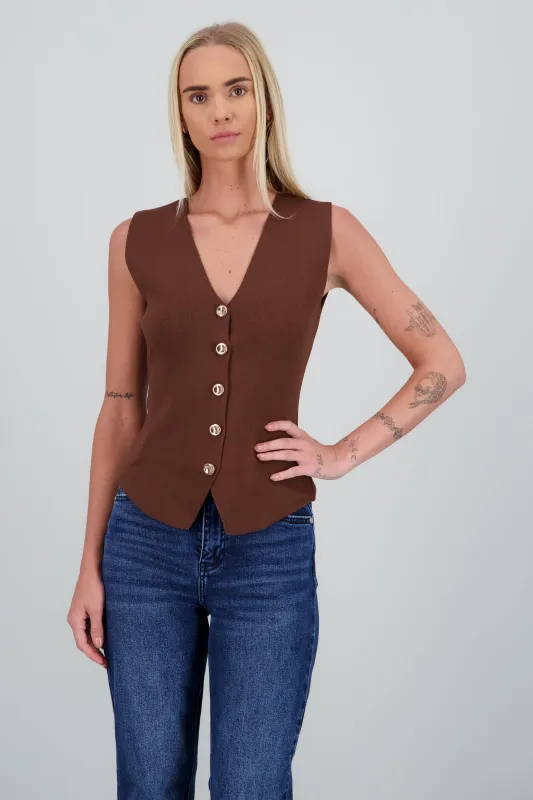 Top tipo chaleco tejido detalle botones sold by Shasa