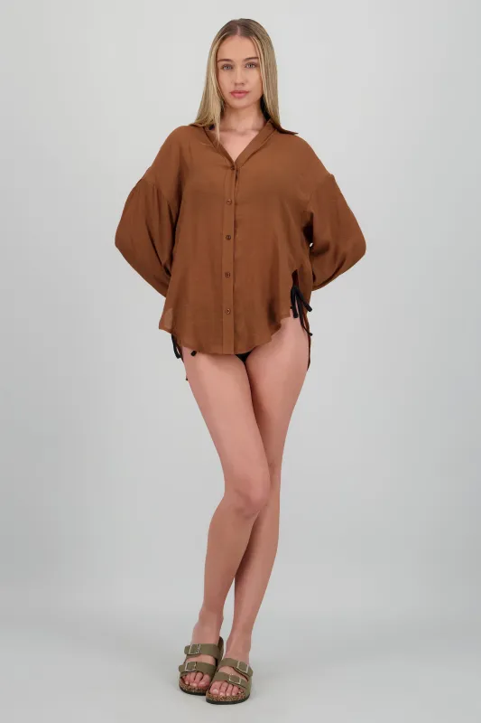 Camisa over ligera manga larga sold by Shasa