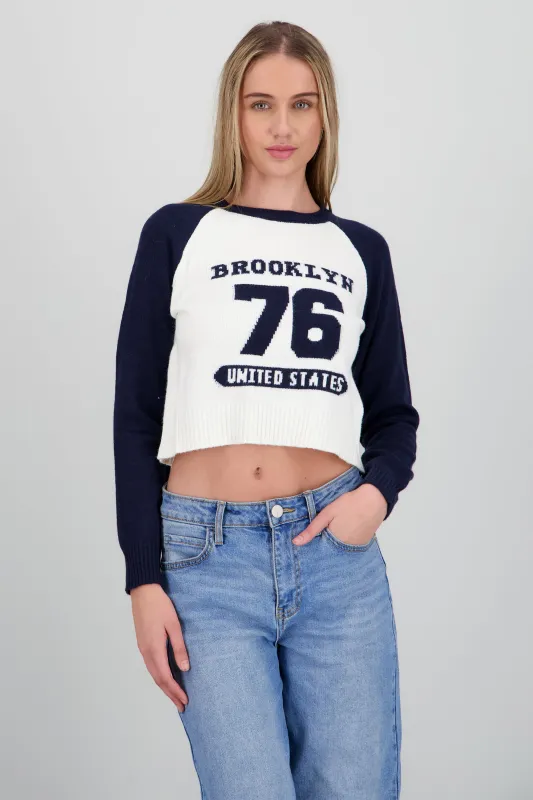 Sueter tejido color block sold by Shasa