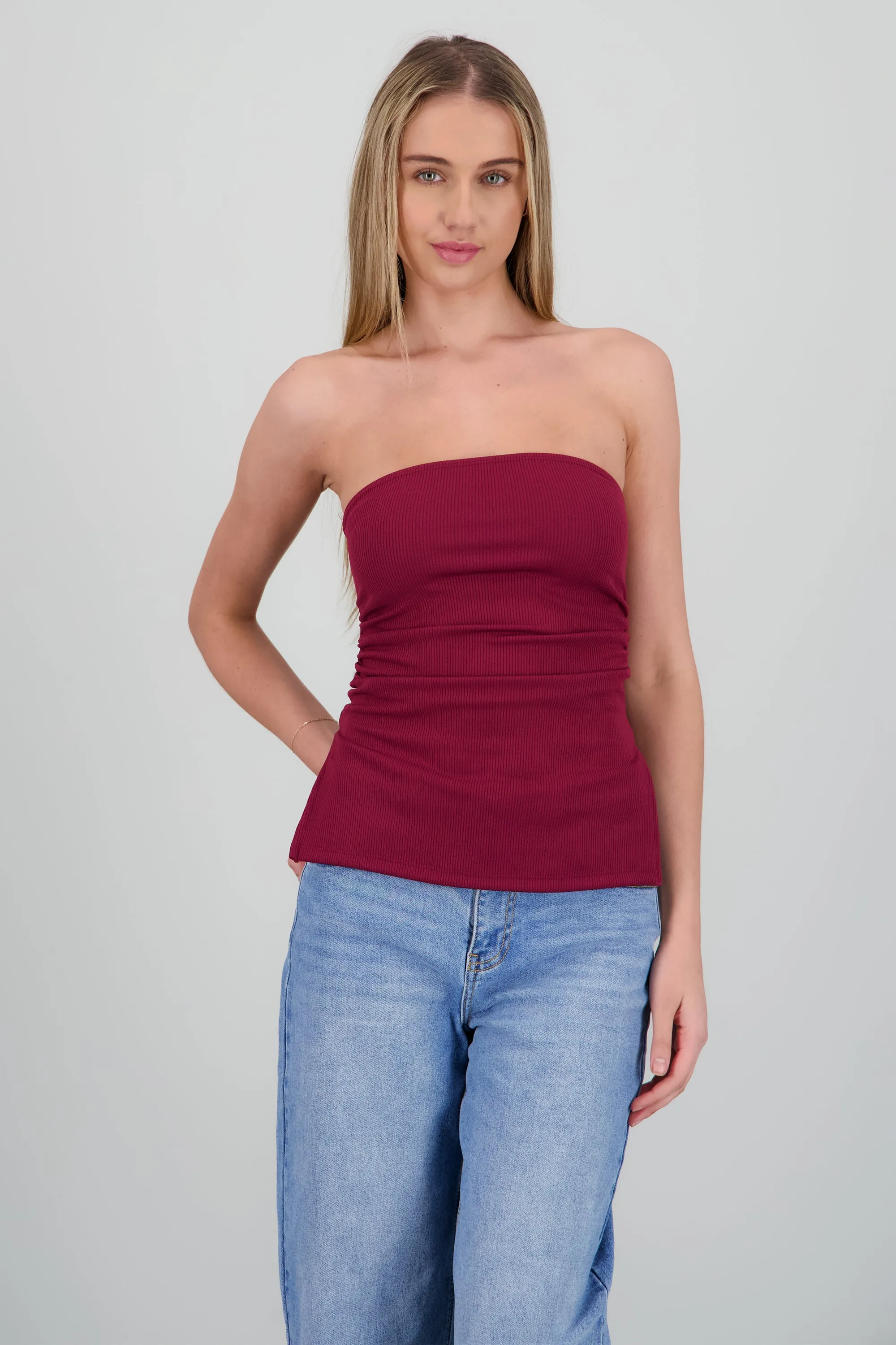 Top strapless rib sold by Shasa