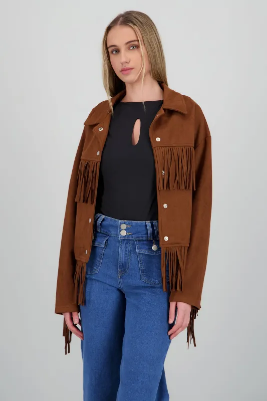 Chamarra flecos con cortes suede sold by Shasa