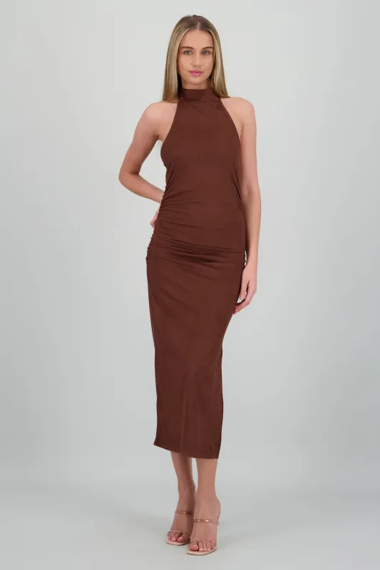 Vestido halter midi drapeado sold by Shasa