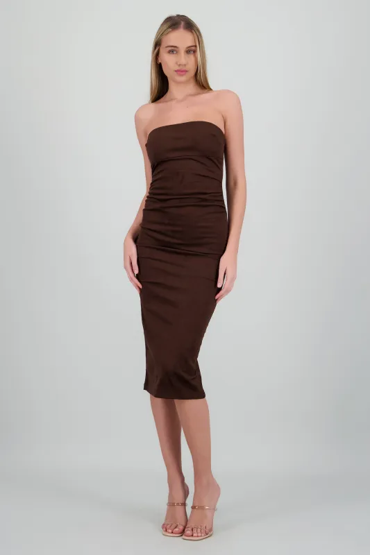 Vestido liso suede strapples sold by Shasa