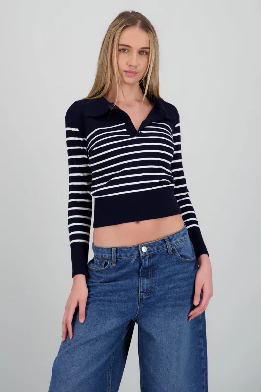 Sueter rayas cuello polo sold by Shasa