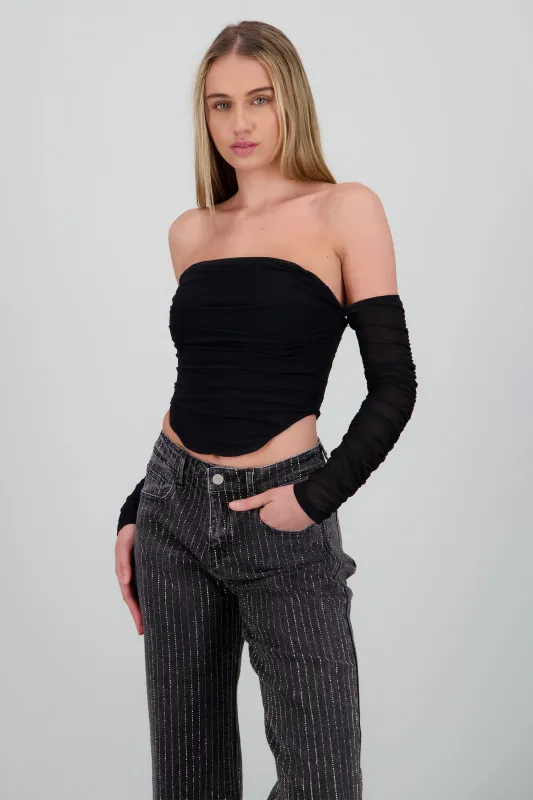 Top bandeau con mangas fruncido sold by Shasa