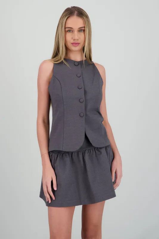 Chaleco largo con abertura tacto suave sold by Shasa