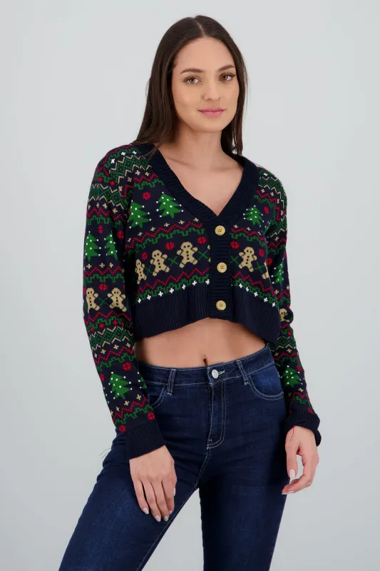 Cárdigan crop navideño sold by Shasa