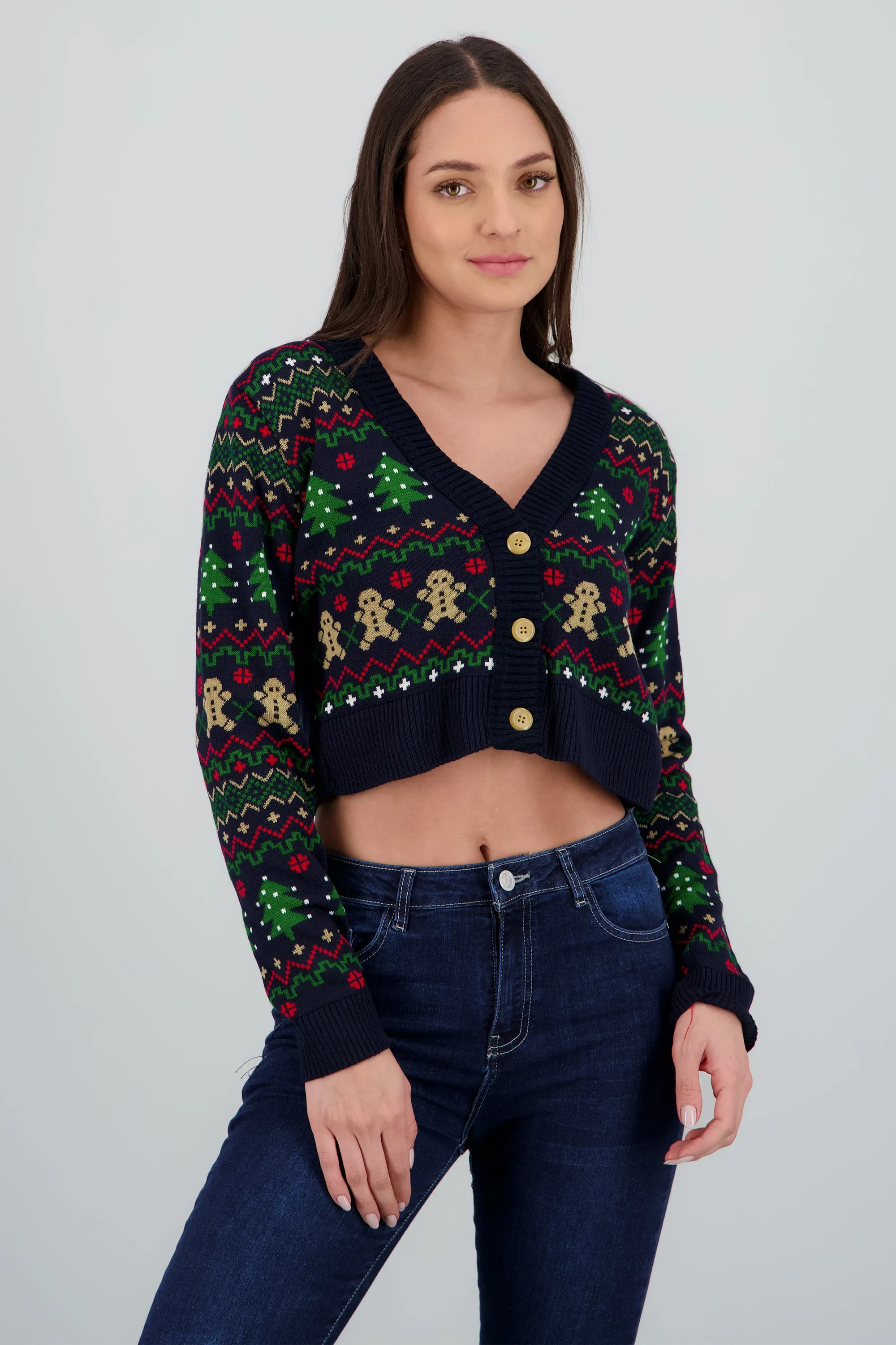 Cárdigan crop navideño sold by Shasa