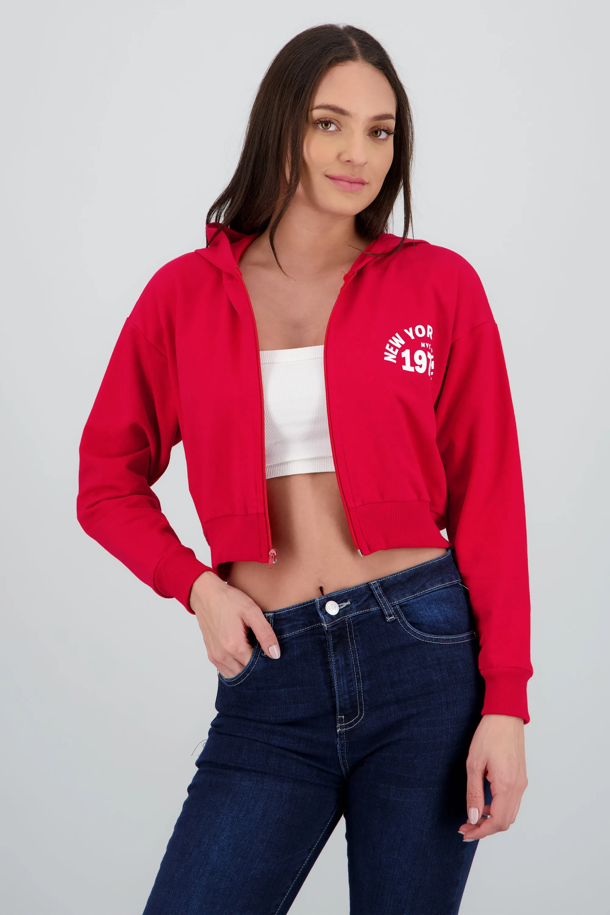 Sudadera crop cierre new york sold by Shasa