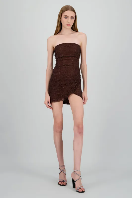 Vestido mini strapless brillos sold by Shasa