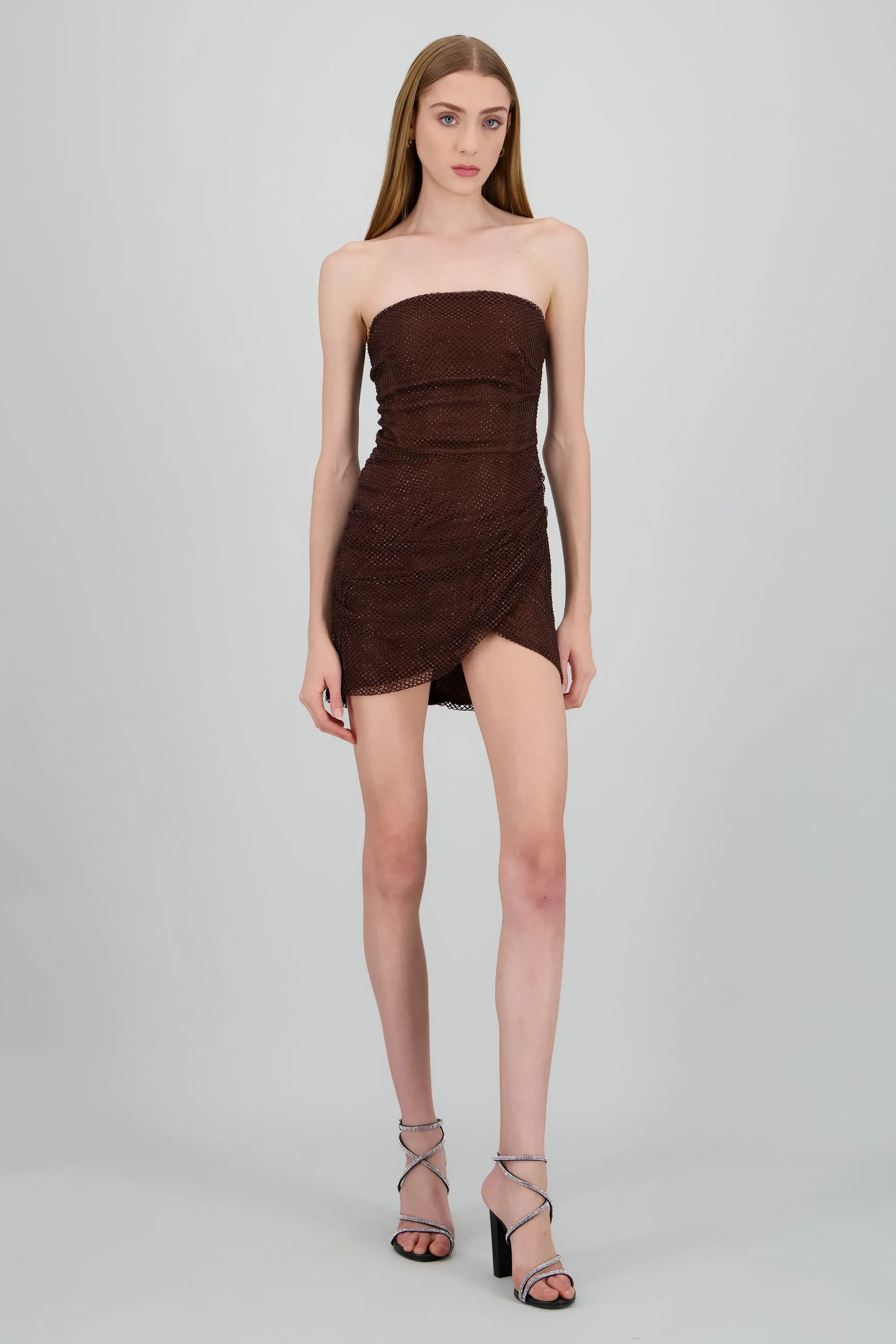 Vestido mini strapless brillos sold by Shasa