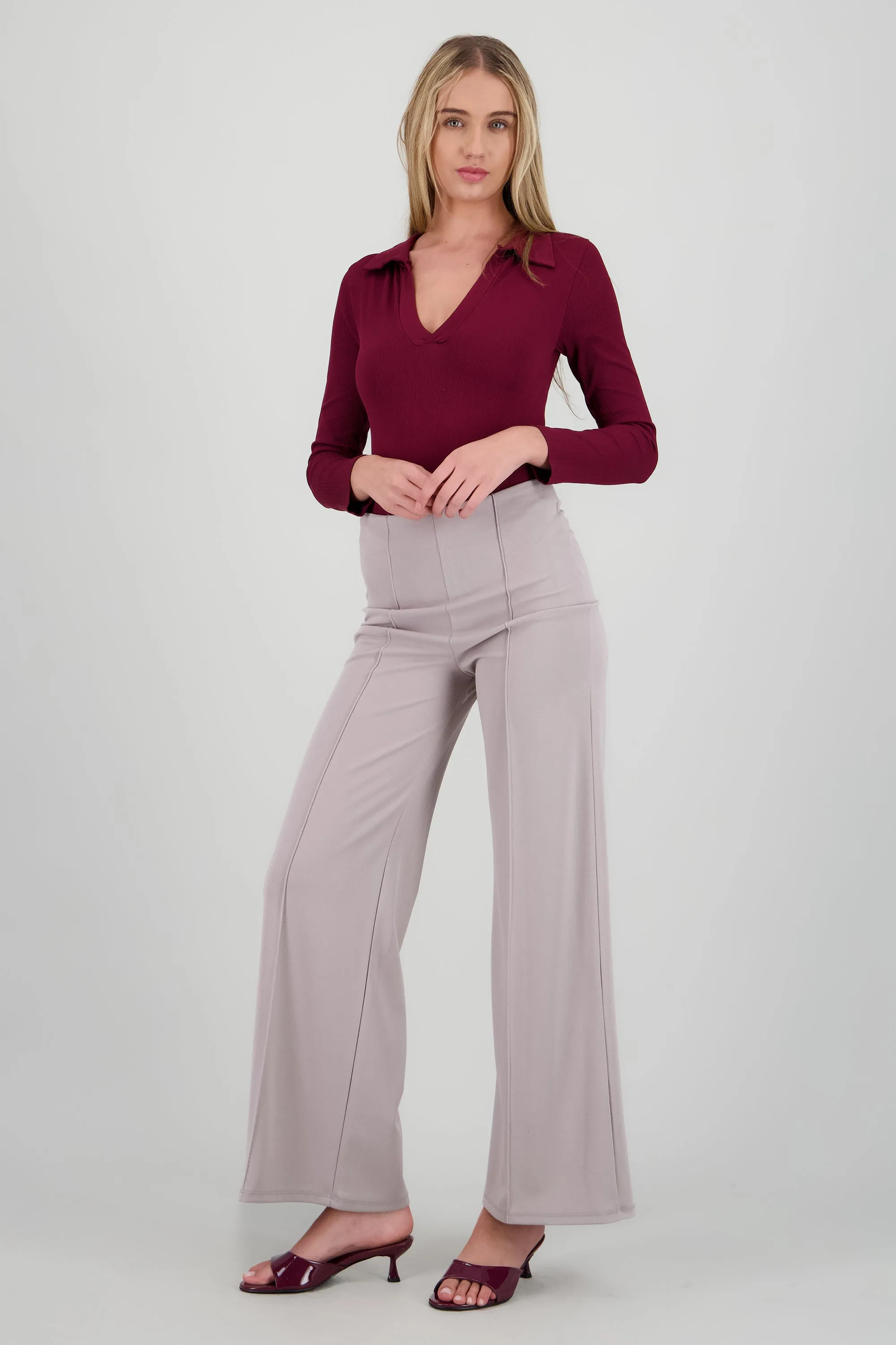 Pantalón Wide Leg Cintura Alta Costuras sold by Shasa