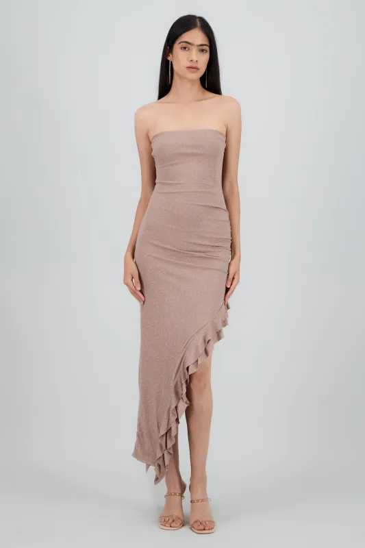 Vestido brillos olan asimetrico sold by Shasa