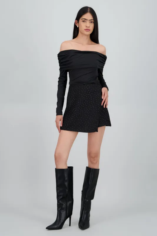 Falda short ligera con brillos sold by Shasa