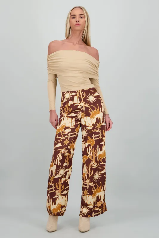Pantalon recto cowboy print sold by Shasa