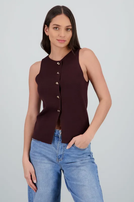 Chaleco largo tejido botones sold by Shasa