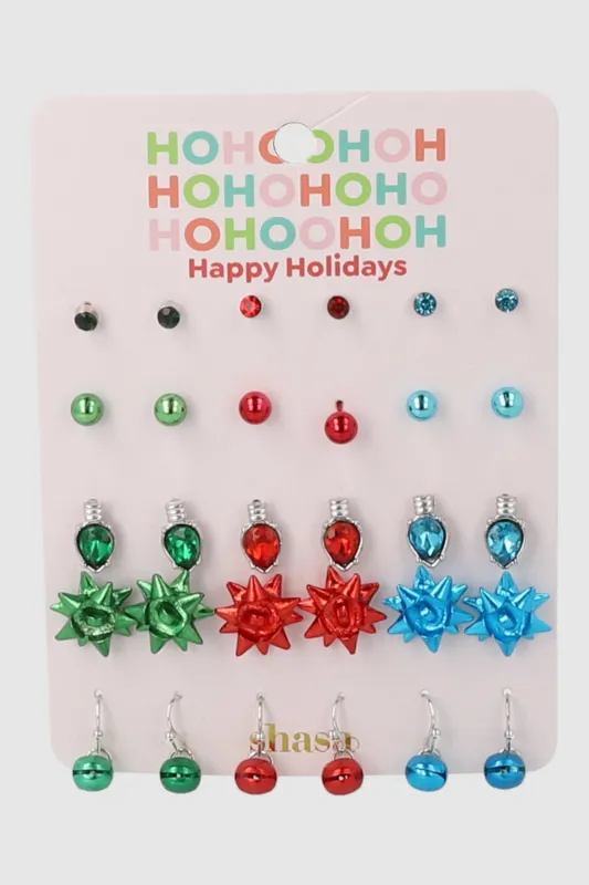 Set 15 aretes navideños sold by Shasa