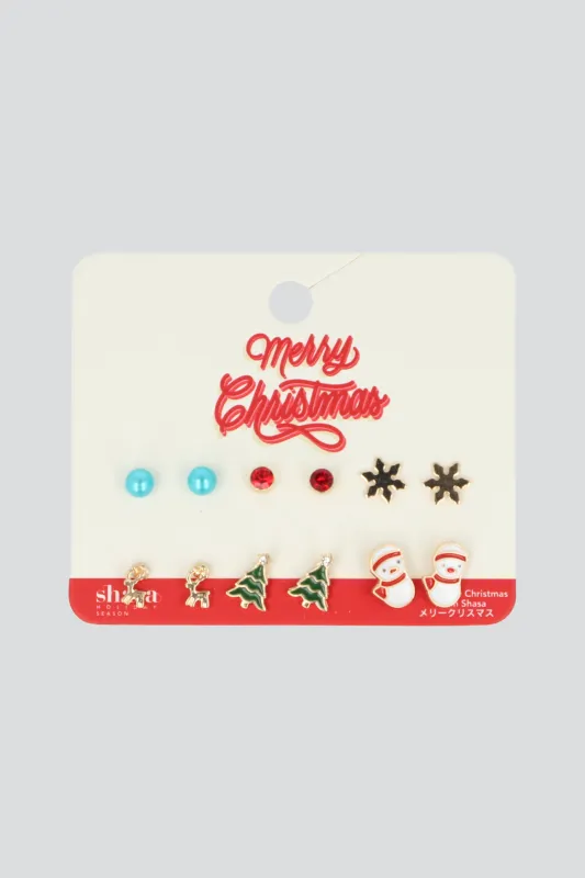 Set 6 pares aretes navideños sold by Shasa
