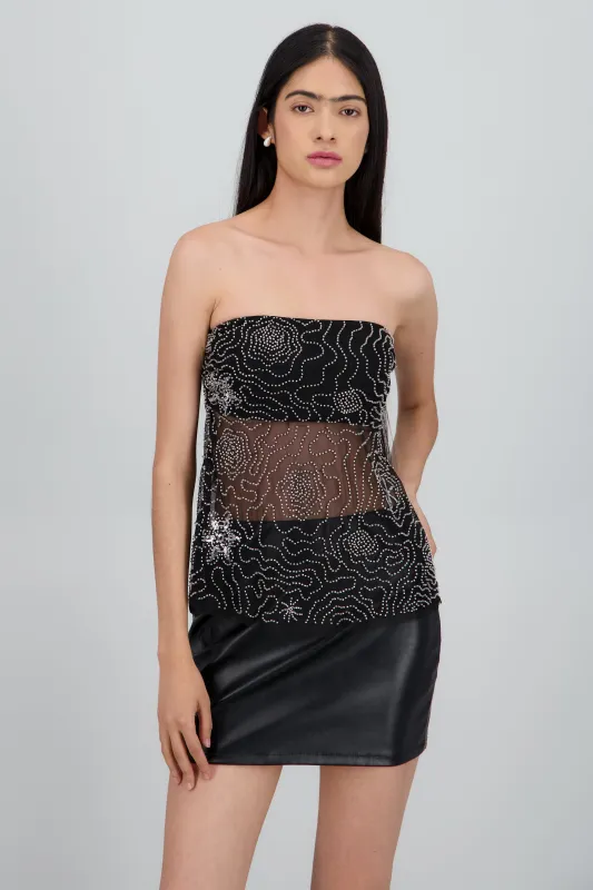 Top detalle brillos con transparencia sold by Shasa