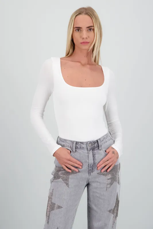 Bodysuit escote cuadrado manga larga sold by Shasa