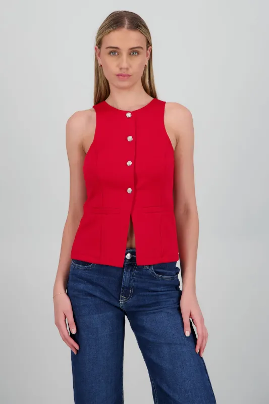 Chaleco detalle botones flor sold by Shasa