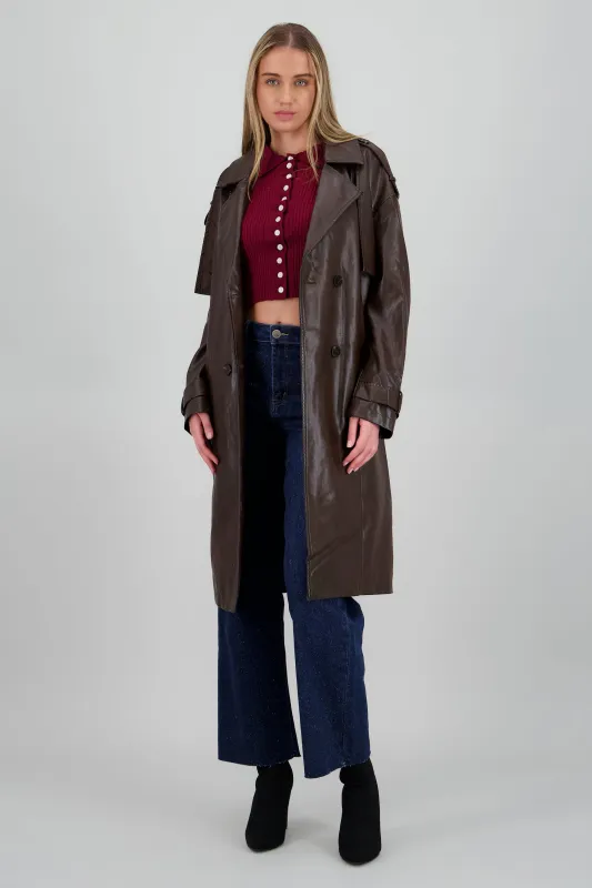 Gabardina lisa cruzada pu sold by Shasa