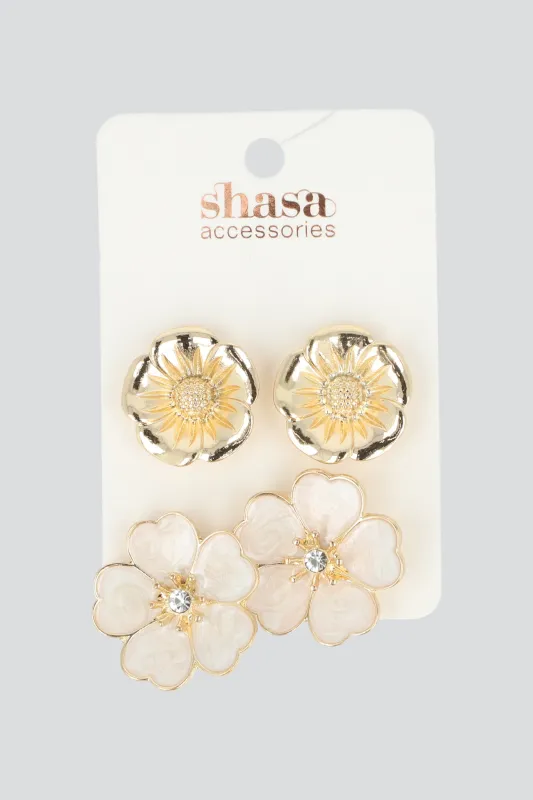 2 PR ARETES FLOR METAL sold by Shasa