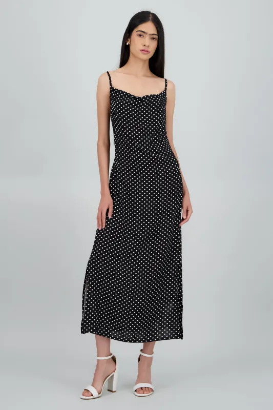 Vestido midi escote columpio polka dot sold by Shasa