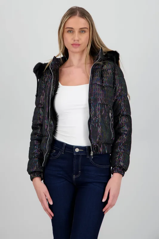 Chamarra puffer gorro con peluche sold by Shasa