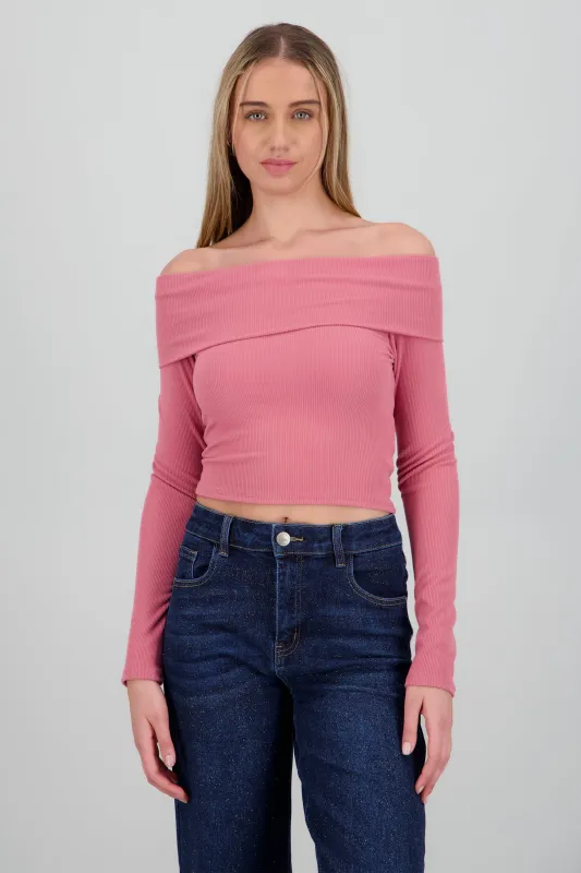 Top off shoulder manga larga rib sold by Shasa