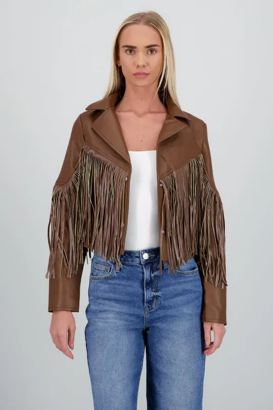 Chamarra fringe PU sold by Shasa