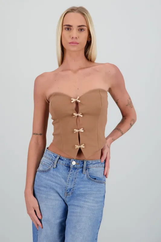 Top strapless detalle moños sold by Shasa