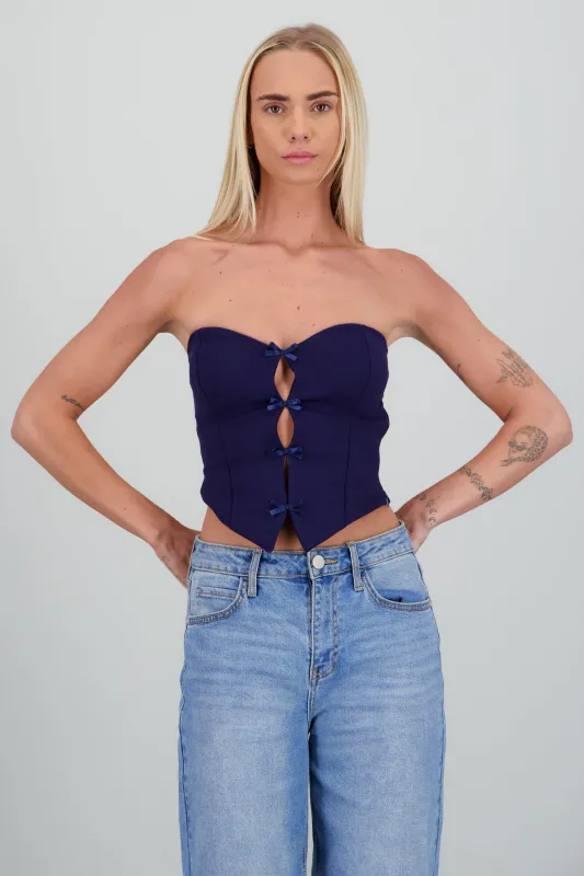 Top strapless detalle moños sold by Shasa