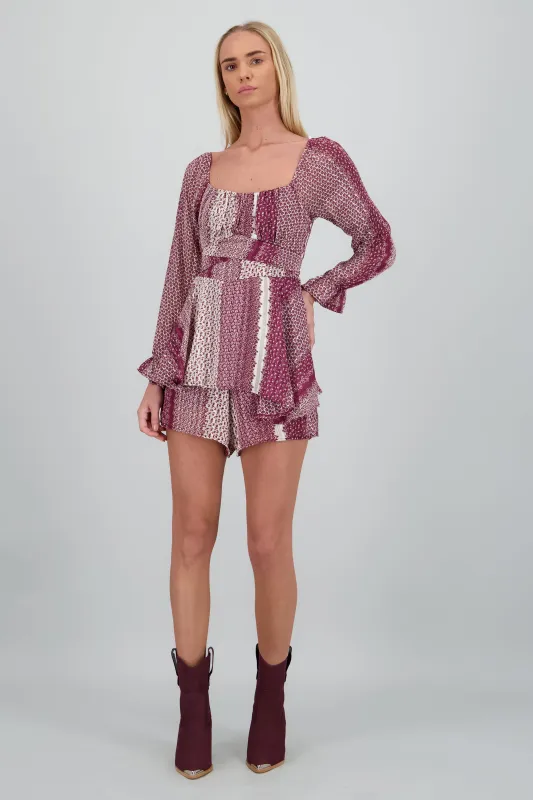 Vestido mini manga larga olanes estampado flores sold by Shasa