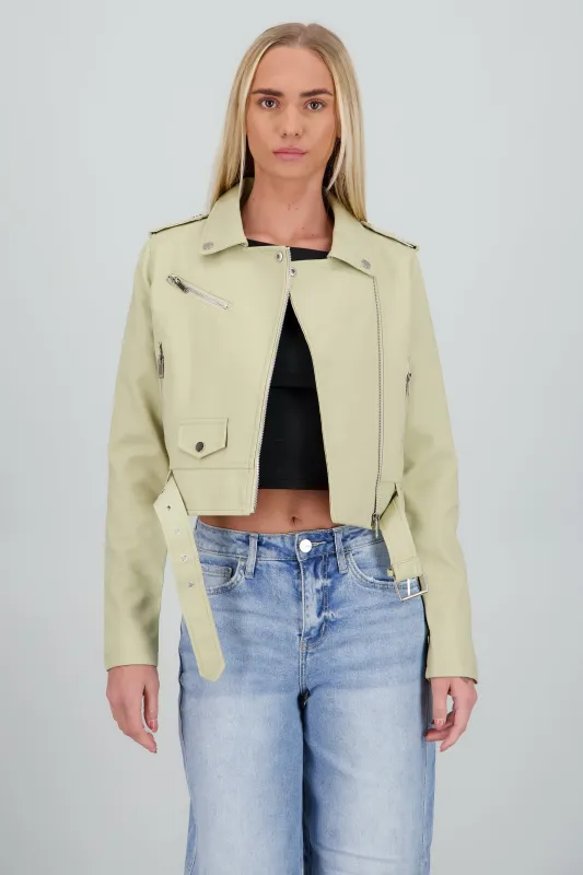 Chamarra Biker Efecto Piel Cierre sold by Shasa