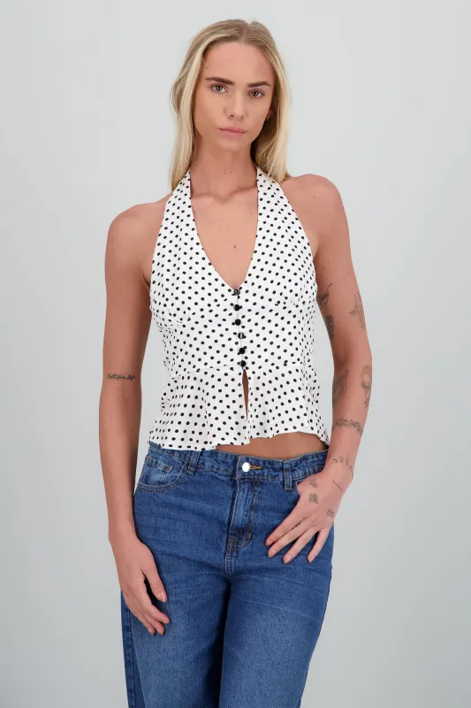 Top halter botones al frente sold by Shasa