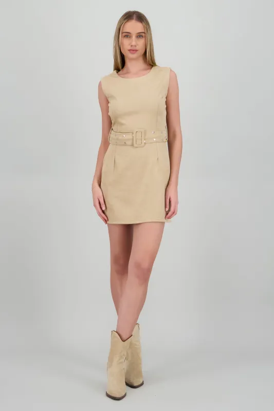 Vestido mini suede detalle cinturon sold by Shasa